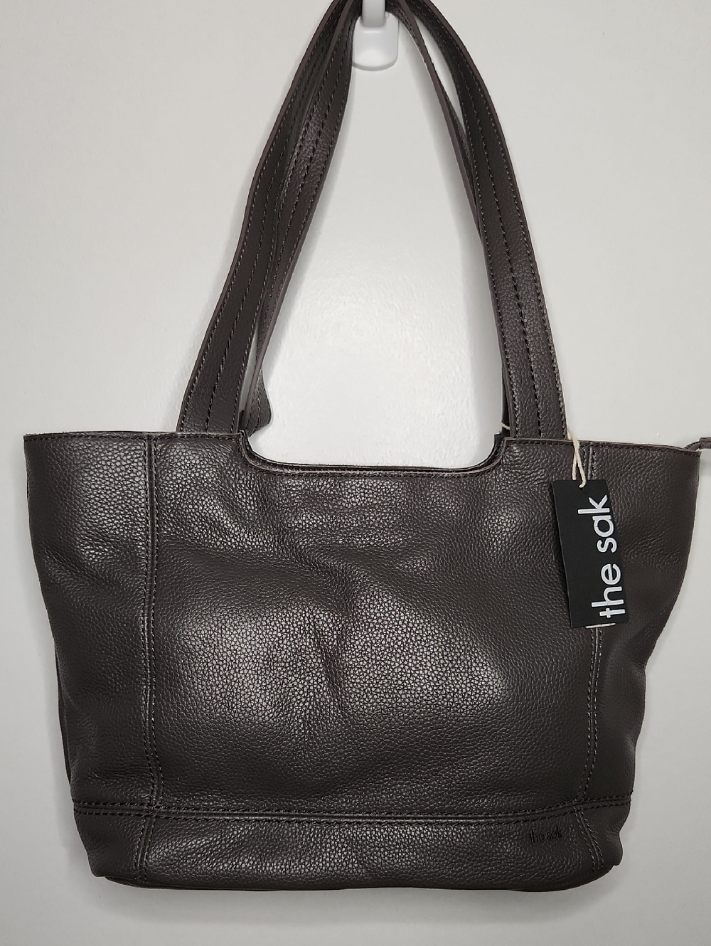 The Sak Gray Pebble Leather Shoulder Bag